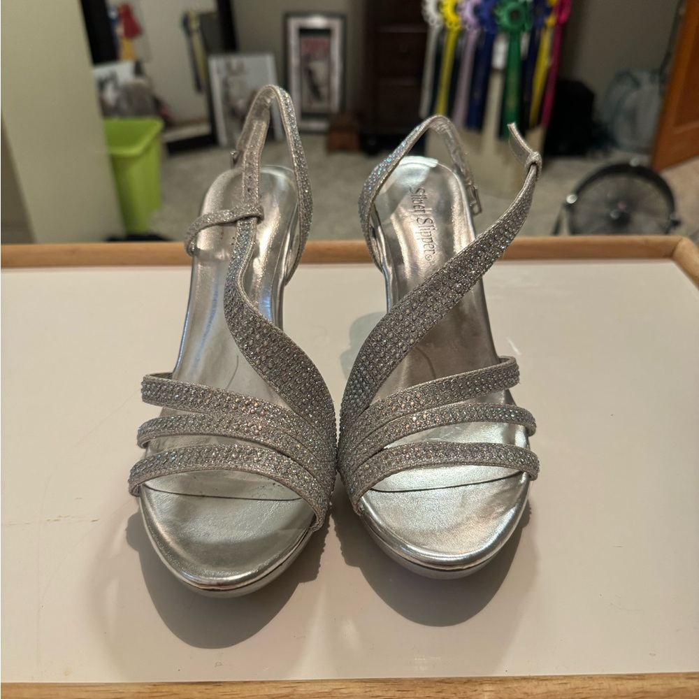 Elegant Silver Strappy Heels
